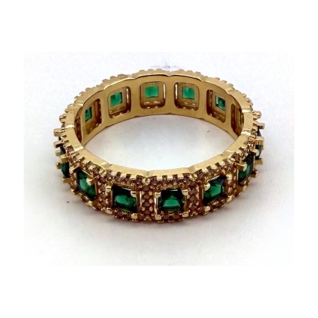 Anillo piedras verdes de oro 18k