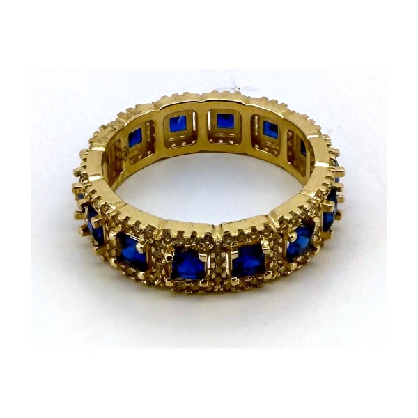 Anillo piedras azules de oro 18k