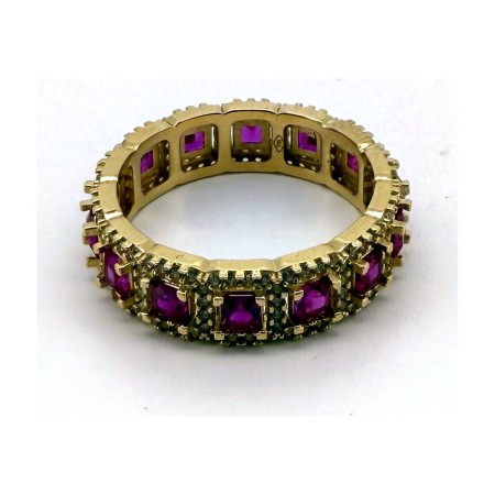 Anillo piedras rosa de oro 18k
