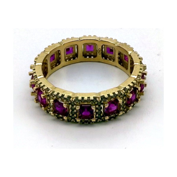 Anillo piedras rosa de oro 18k