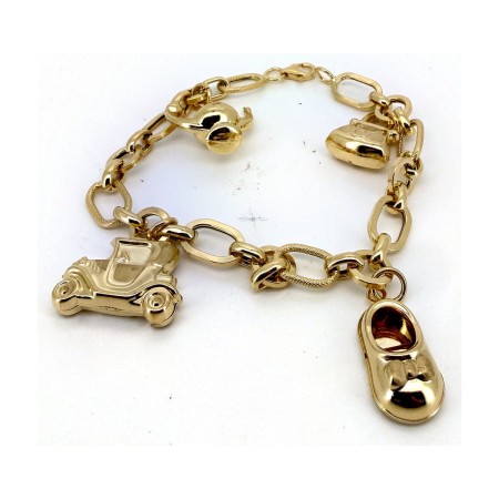 Pulsera cacharritos de oro 18k