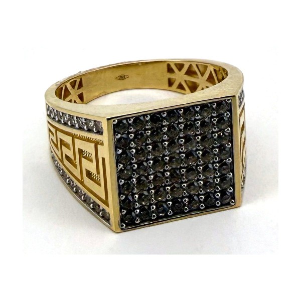 Anillo cuadrado circonitas de oro 18k