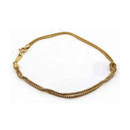 Pulsera doble fina de oro 18k 20 cm
