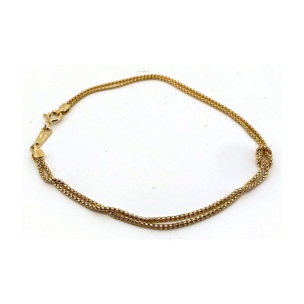 Pulsera doble fina de oro 18k 20 cm