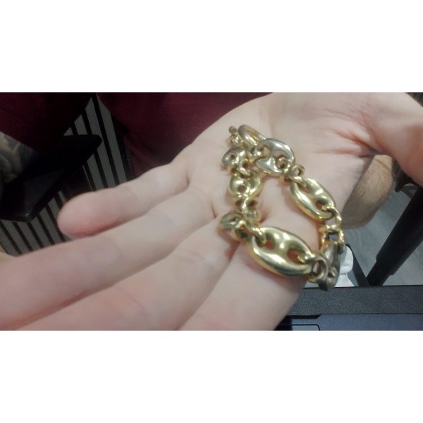 Pulsera calabrote bicolor de oro 18k