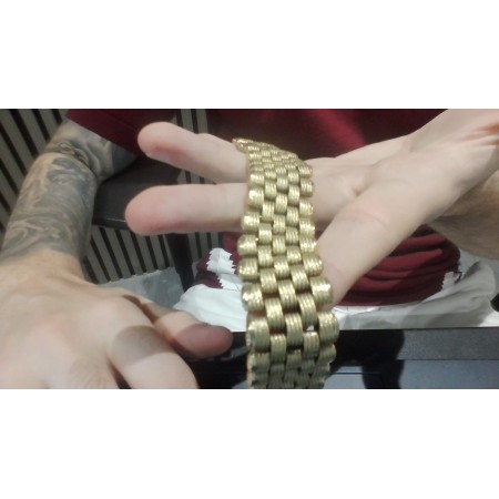 Pulsera tejido chino con diamantes de oro 18k 21 cm