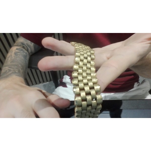 Pulsera tejido chino con diamantes de oro 18k 21 cm