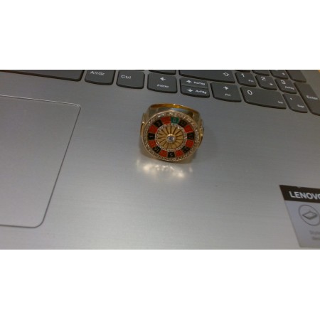 Anillo sello ruleta de oro 18k talla 26