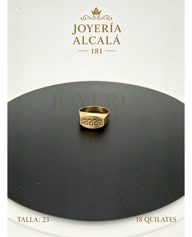 ANILLO SELLO RECTANGULO GRECA